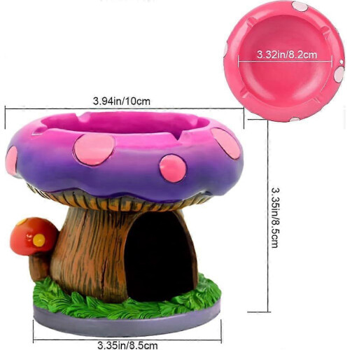 Mushroom Ashtray with Storage for Cigarettes and Cigars, Polyresin, 3.35" Tall 2