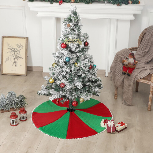 Weihnachtsbaumrock 100 cm, rot-grünes Patchwork, dekorative Abdeckung für Geschenke 1