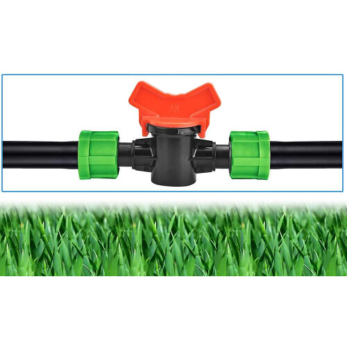 PE Hose Valve 10mm Flow Control Stopcock for Drip Irrigation System, 5-Pack Red Black 2