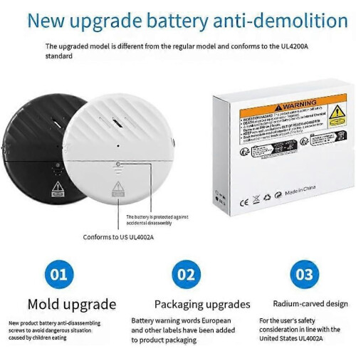 Compact Vibration Sensor Alarm, 125dB Wireless Door Window Security Sensor, Adjustable Sensitivity, Ultra Thin Lightweight Portable, White 2