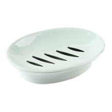 Plastic Soap Dish Holder, Oval Shaped, Green, 1 Piece, PP Material, 15.5 x 5cm, for Bathroom Travel Gym Use