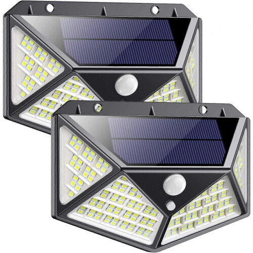 Solar Security Lights Outdoor 162 LED Wireless Motion Sensor Wall Lamp IP65 Waterproof 3 Lighting Modes