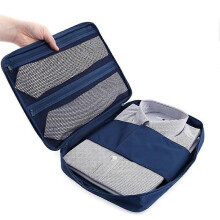 Opbergtas voor overhemden voor op reis met vakje voor stropdas, donkerblauw polyester, 36x26x5cm