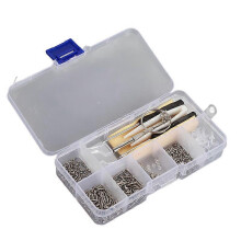 Brillenschrauben-Set, 500-teiliges Rahmenreparaturset mit Unterlegscheiben, Nasenpads, Schraubendreherbits, 1,0 mm und 1,2 mm Schrauben