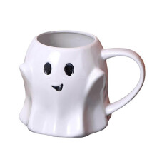 Ghost Ceramic Mug with 3D White Ghost Design for Tea Coffee Hot Chocolate