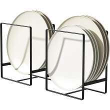 Juego de 2 escurridores de platos metálicos, vertical antideslizante resistente al óxido color negro para encimeras y armarios