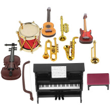 Miniaturowy zestaw instrumentów muzycznych: fortepian i skrzypce, dekoracja domku dla lalek do samodzielnego montażu