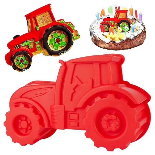 3D Tractor Silicone Baking Mold for Cakes, Reusable Oven Microwave Dishwasher Freezer Safe Pan