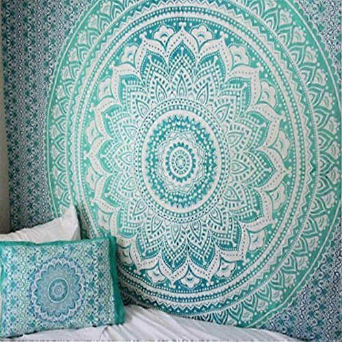 Mandala-Wandteppich, 150 x 150 cm, handbemalt, Polyester, Boho-Stil
