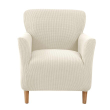 Sesselüberzug, cremeweißes Stretch-Polyester, Rundumschutz, passend für Sessel 50-80 cm Lehnenbreite 70-90 cm Lehnenhöhe, waschbar