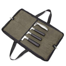 Tragbare Messertasche für Profiköche, 4 Fächer, gewachste Canvas-Messeraufbewahrungstasche, 47,8 x 31 cm