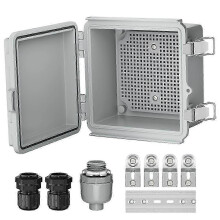 Buitenste elektrische aansluitdoos IP67 waterdicht 6x6x3,5 inch kunststof aansluitdoos met aluminium DIN-rail grijs