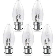 Lampadina alogena a candela C35 B22, 42W dimmerabile, 2700K 613 lumen, vetro trasparente per apparecchi di illuminazione