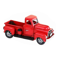 Decoração Caminhonete Pickup Vintage em Metal Fundido, Vermelha, 170x80x80mm, Estilo Clássico Rústico para Decoração de Mesa Casa Natal