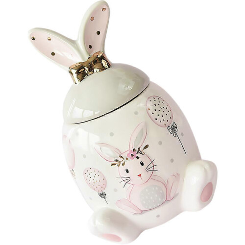 Ceramic Storage Jar with Lid Bunny Shape 420ml Pantry Shelf Container