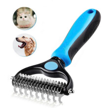 Pet Dematting Comb Double Sided Undercoat Rake Brush for Dogs Cats
