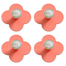 Muurhaken, 4 stuks, zelfklevende plastic bloemvorm, 5,7 cm x 5,7 cm, geschikt voor wandmontage in badkamer, slaapkamer, woonkamer en kantoor.