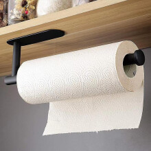 Soporte para toallas de papel debajo del gabinete, soporte adhesivo de aluminio para rollo sin perforaciones para cocina y baño.