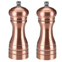 Copper Pepper Mill and Salt Shaker Set, Adjustable Grind, Carbon Steel Mechanism