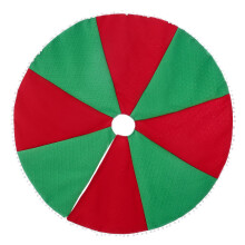 Christmas Tree Skirt 100cm Red Green Patchwork Decorative Cover for Gifts