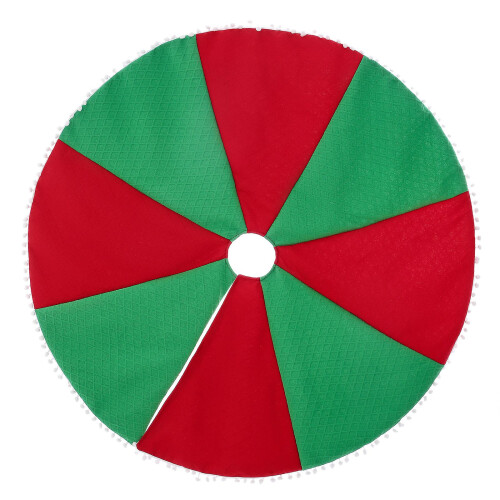 Weihnachtsbaumrock 100 cm, rot-grünes Patchwork, dekorative Abdeckung für Geschenke