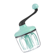 Fouet à œufs manuel avec manivelle et poignée ergonomique antidérapante, batteur de cuisine en plastique vert clair