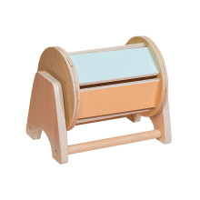 Tamburo girevole sensoriale in legno con campanellino per bambini, per lo sviluppo della cognizione dei colori e l'apprendimento precoce.
