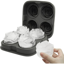 Silicone Rose Ice Cube Mold 4 Cavity Large Flower Ice Tray Easy Release