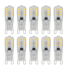 10 x G9 5W LED Bulbs Dimmable Warm White Plastic 220-240V