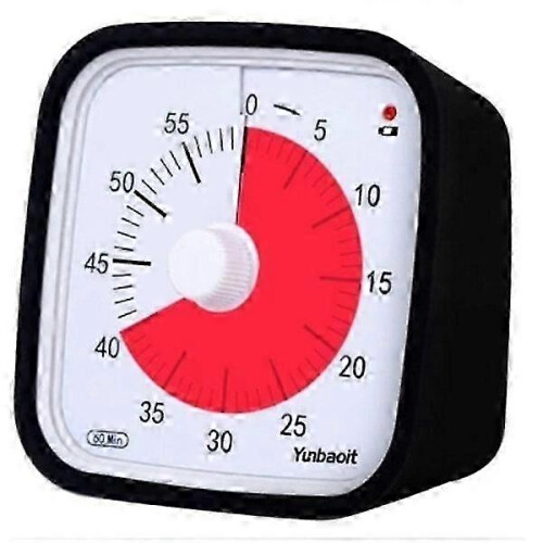 60 Minute Visual Timer for Classroom School Children, Black Analog Countdown Clock with Silent Operation