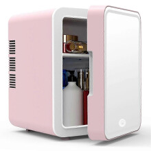 Mini Makeup Fridge with Mirror & LED Light, 6L Cosmetic Refrigerator for Skincare, Dual Cool Warm Mode, Quiet 25dB