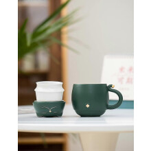 Cat Tea Cup With Infuser Ceramic Mug 300ml Dark Green Cat Lovers Gift
