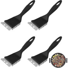 Cepillo limpiador de parrillas con raspador de zinc, alambre de acero de 21 cm y mango de PP resistente al calor.