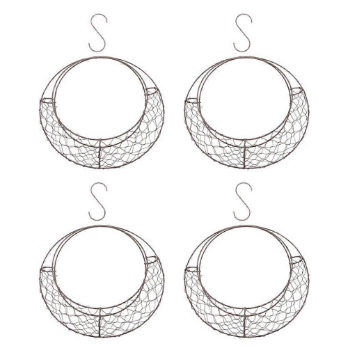 Moon Shape Rustic Iron Wire Frame Hanging Planter for Succulents Wreaths Decor
