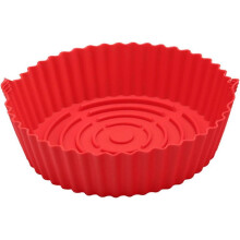 Air Fryer Silicone Baking Pan, Red, Non-Stick & Heat Resistant, Easy Clean