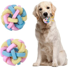 Balle jouet pour chien avec clochette, balle d'entraînement rebondissante en caoutchouc pour chiens de petite, moyenne et grande taille