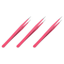 3St Roze Rvs Manicure Tweezer Twee Koppen Tool