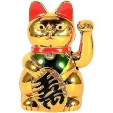 Ceramiczna figurka kota machającego na szczęście ABS w kolorze złotym, dekoracja biura domowego Feng Shui