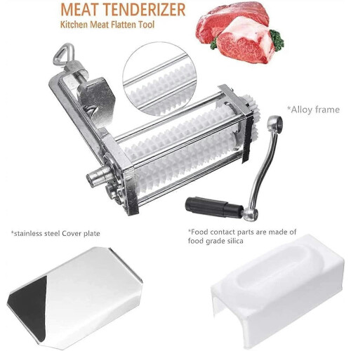 Manual Meat Tenderizer Tool with Ergonomic Crank Handle, Aluminum Alloy Frame and Clamp 1
