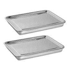 Edelstahl-Sprossen-Anzuchtset, 2-stöckig, 26,4 cm (10,4 Zoll), Microgreens-Anzuchtset, Keimschale mit Netzgewebe, 2er-Pack