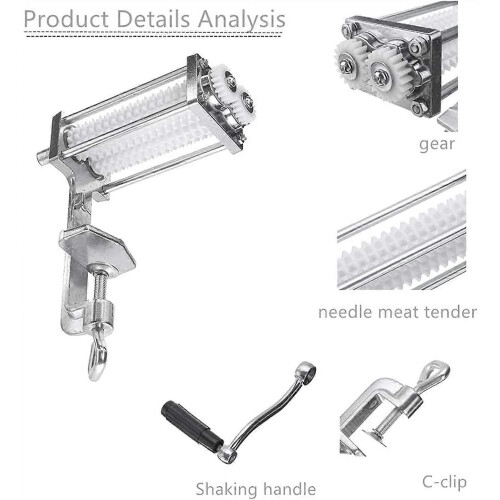 Manual Meat Tenderizer Tool with Ergonomic Crank Handle, Aluminum Alloy Frame and Clamp 2