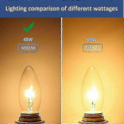 Flame Light Bulbs, 10 Pack Dimmable Incandescent, 40W C35 Candle Shape, E14 Edison Screw Base, Warm White 1
