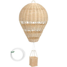 Decorazione da soffitto a forma di mongolfiera in rattan intrecciato, da appendere alla parete, ideale per la cameretta dei bambini.
