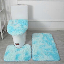 3pcs Non-Slip Quick Dry Marble Pattern Polyester Bath Rugs Set, U-Shape Toilet Mat, Lid Cover Pad for Bathroom Decor
