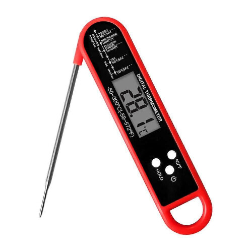 Digital Meat Thermometer with Instant Read, Waterproof Foldable Probe and Backlit LCD
