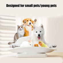 Huisdierenweegschaal voor puppy's en kleine dieren met uitneembaar plateau, maataanduiding en lcd-display.