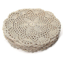 Okrúhle ručne háčkované čipkované obrúsky, 12 kusov, 20 cm béžové vintage bavlnené podložky na dekoráciu domáceho stola