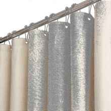 Extra langer Duschvorhang 180x210cm Beige-Creme, Leinenstruktur, Polyester, wasserabweisend