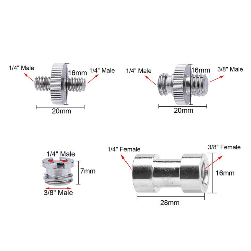 1Set Duurzame Metalen Camera Schroefadapter 1/4-3/8 1