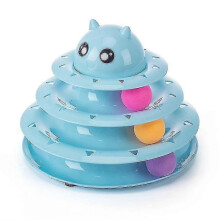 Cat Toy Triple Carousel, 3 Layers Detachable Track Ball Interactive Play Tray, PP Material, Non-slip Rounded Corner for Cat Indoor Play